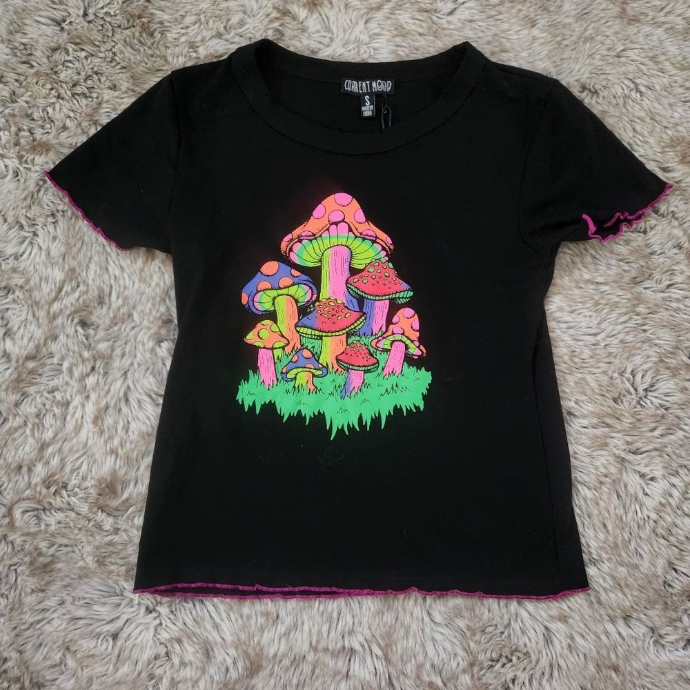 Current‎ Mood Dolls Kill Multi Mushroom Mind Trip Graphic Baby Tee Size Small